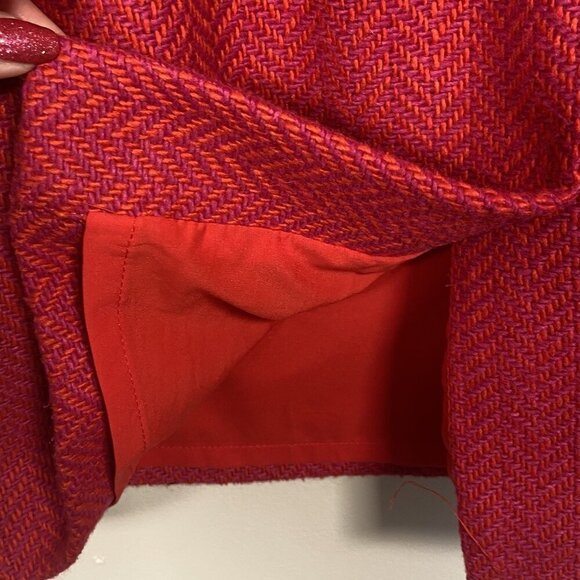 Banana Republic Wool Blend Red Pink Herringbone Sheath Dress Size 10 Mod Retro - Picture 7 of 11